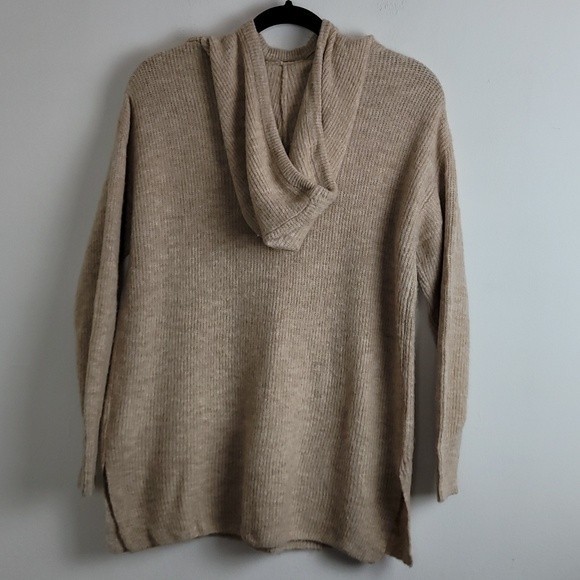 Woolen bloom pull over hooded sweater Sz M Oatmeal - Picture 3 of 7
